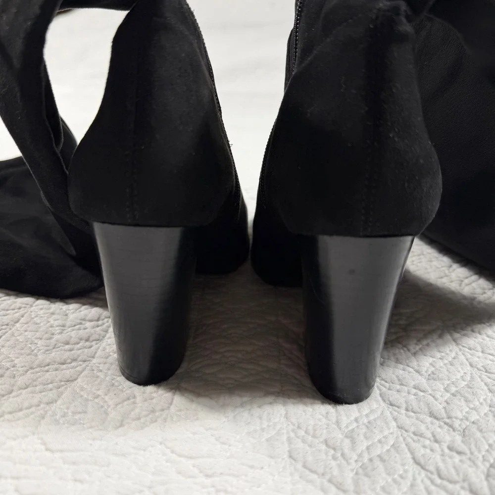 Marc Fisher Mlalinda‎ Black Faux Suede Over The Knee Boots Block Heel Wms 6
